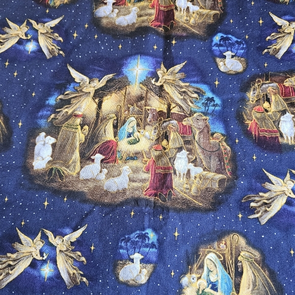 Homemade Nativity Scene Crib Baby Blanket Christmas Holiday 40X25" - Picture 2 of 4
